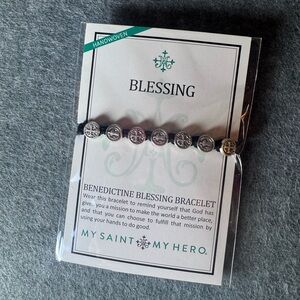 My Saint My Hero Benedictine Blessing Bracelet - Silver and Black